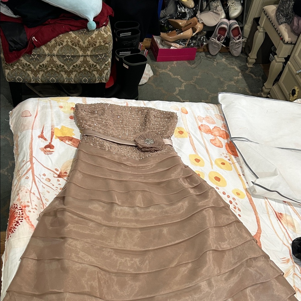 Camille La Vie Strapless Brown Dress